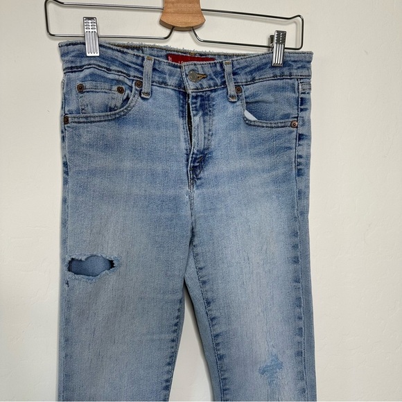 Levi’s 501 Low Rise Flare Destroyed Denim Jeans Grunge Punk Size 5 Juniors - Picture 4 of 8